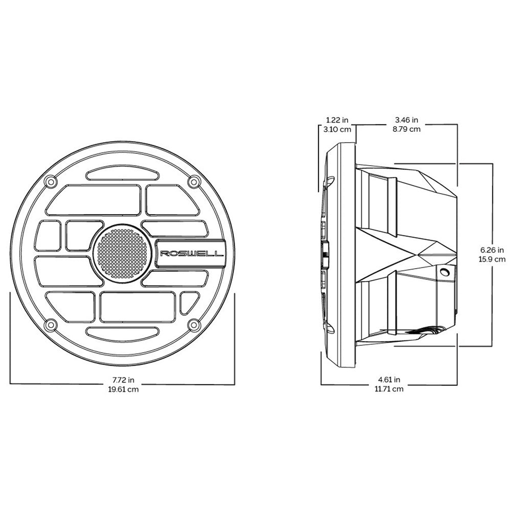 Roswell R Series 7.7 Marine Speakers - Anthracite Grille - 80W RMS  160W Peak Power [C920-1912]