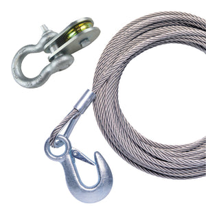 Powerwinch 25' x 7/32" Stainless Steel Universal Premium Replacement Galvanized Cable w/Pulley Block [P1096500AJ]