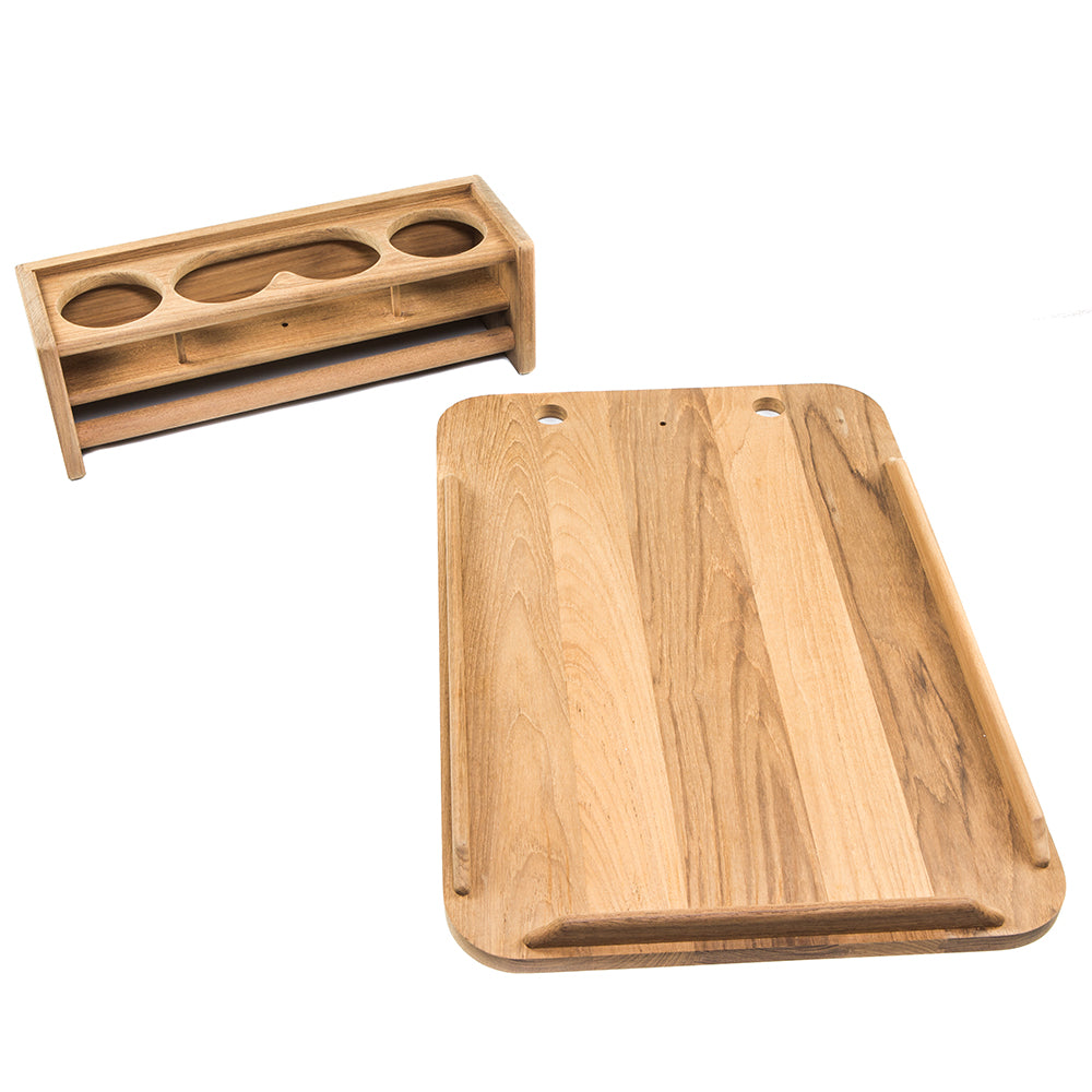 Whitecap Teak Drinkholder w/Removable Cockpit Table Top - Holds 4 Glasses [61394C]