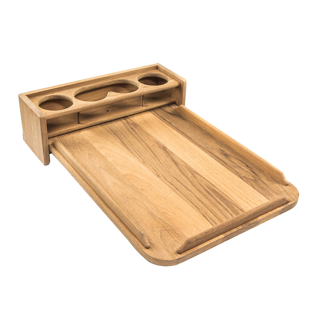 Whitecap Teak Drinkholder w/Removable Cockpit Table Top - Holds 4 Glasses [61394C]