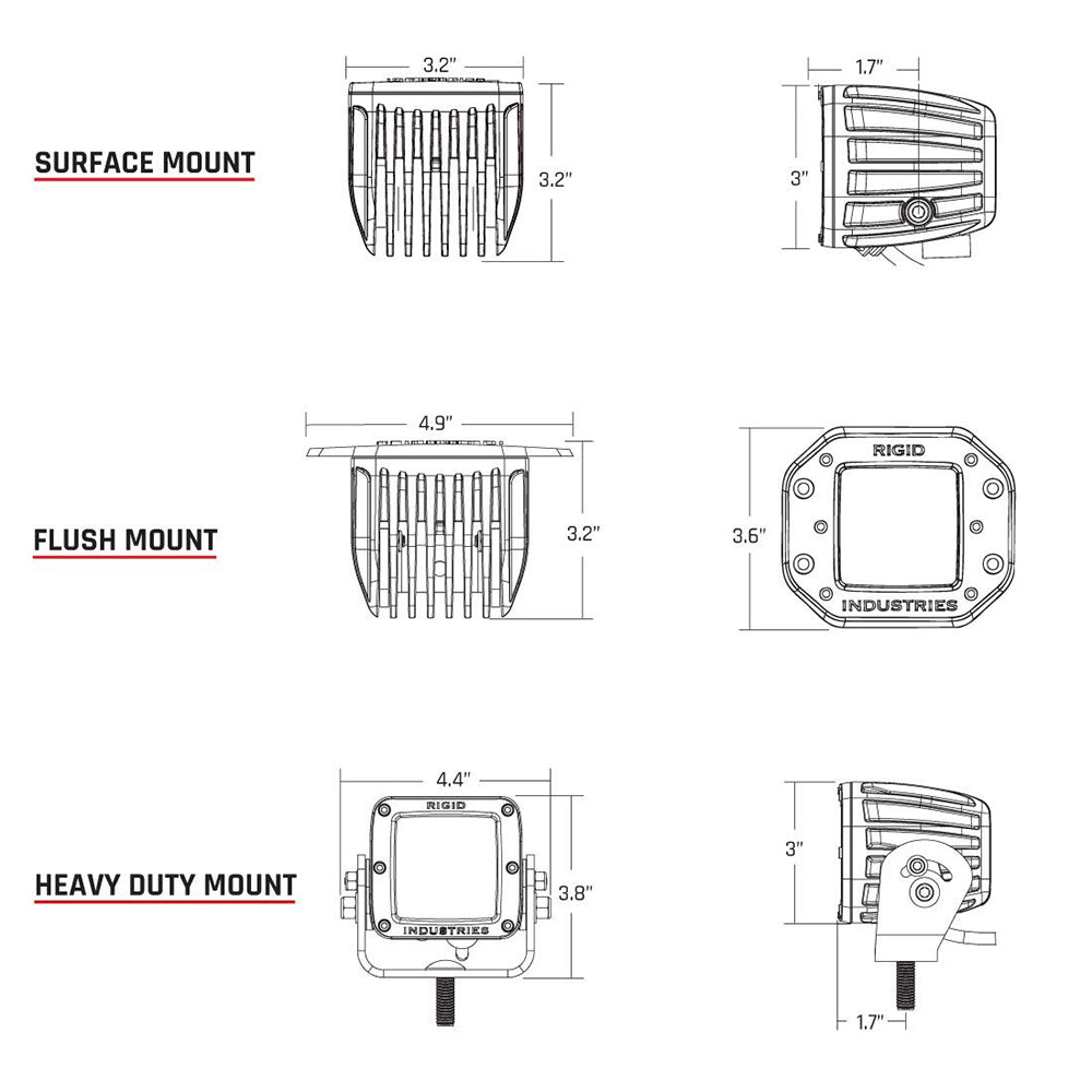 RIGID Industries D-Series PRO Flush Mount - Spot LED - Midnight Edition - Pair - Black [212213BLK]