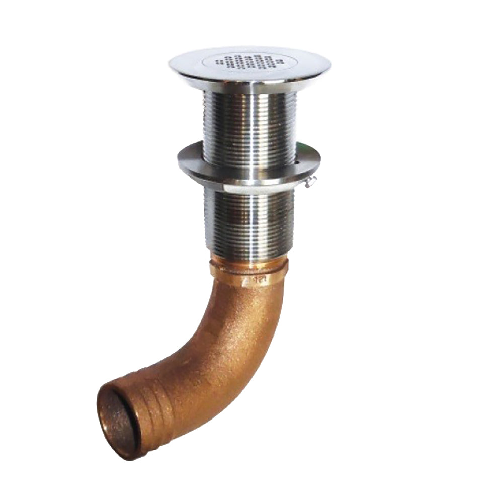 GROCO 1-1/4" Hose Barb Stainless Straight Deck Drain  [SCUS-1250]