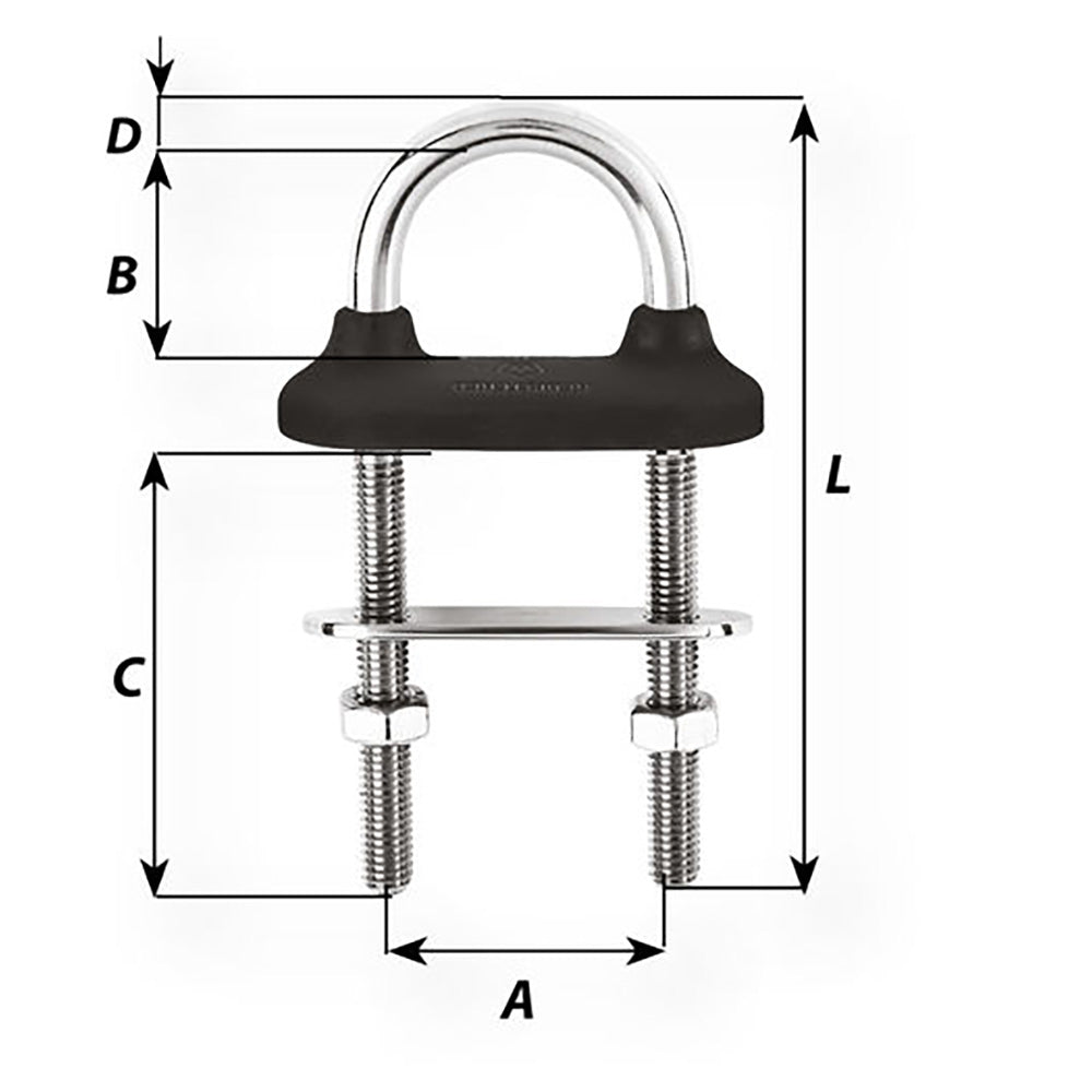 Wichard Black Watertight U-Bolt - 12mm Diameter - 15/32" - 110mm Length - 4 21/64" [65361W]
